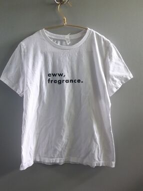 Bella Canvas White Graphic Tee - "eww, fragrance."